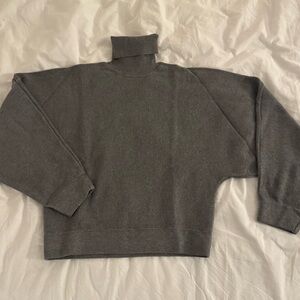 Charcoal Turtleneck Viscose Crop Oversize Sweater